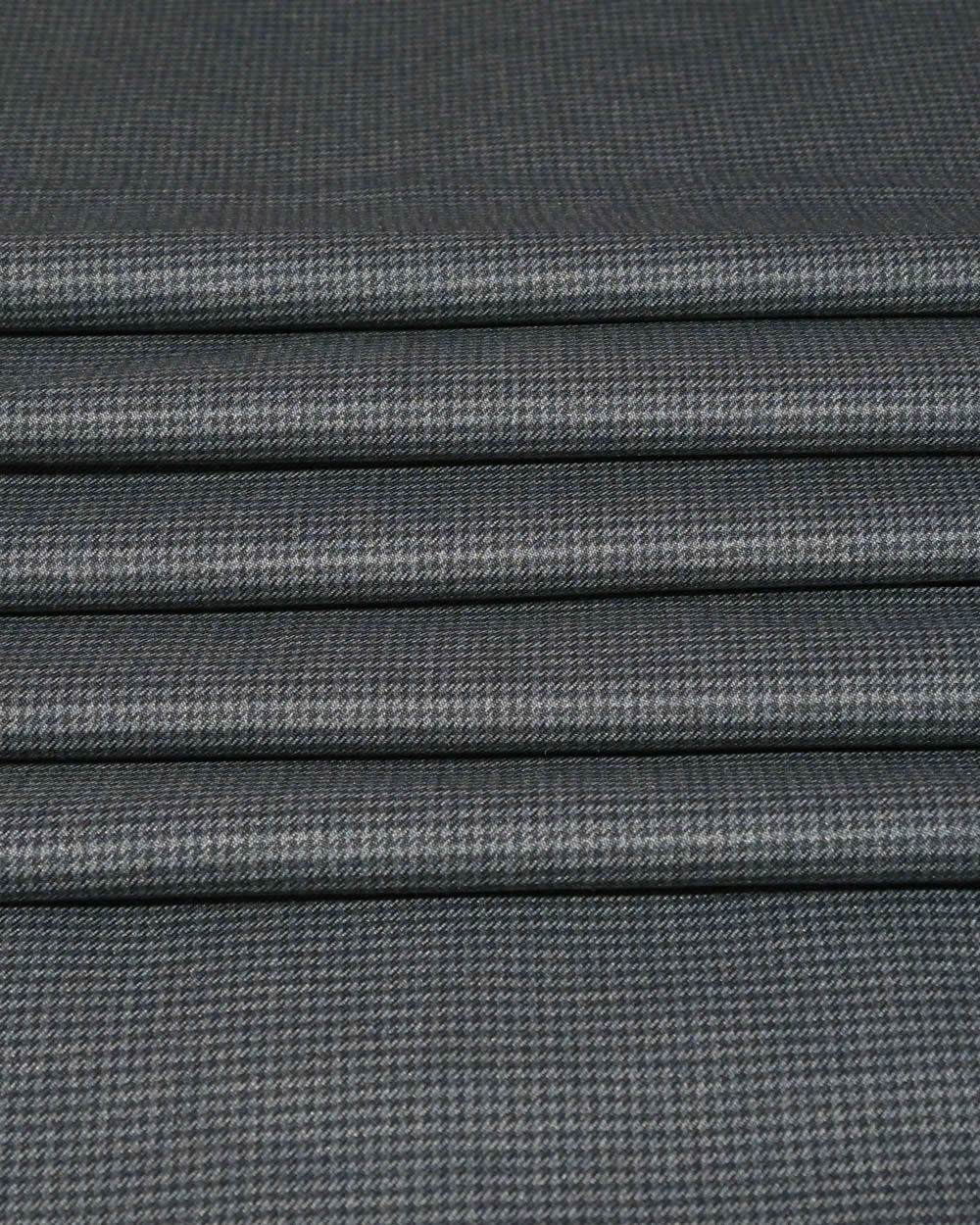 Blue & Dark Blue Houndstooth Tweed Blazer Fabric